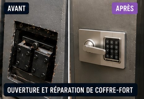 Ouverture et réparation de coffre-fort à Chessy — serrurier (avant / après)