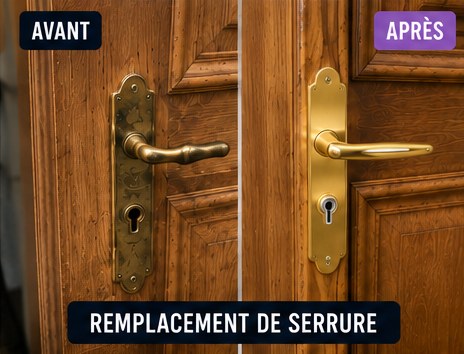 Remplacement de serrure à Chessy — serrurier (avant / après)