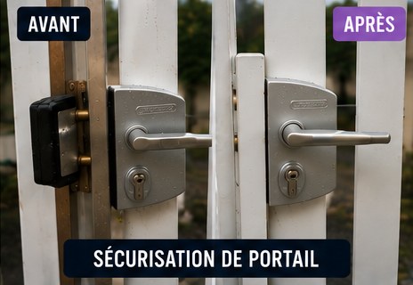 Sécurisation de portail à Chessy — serrurier (avant / après)