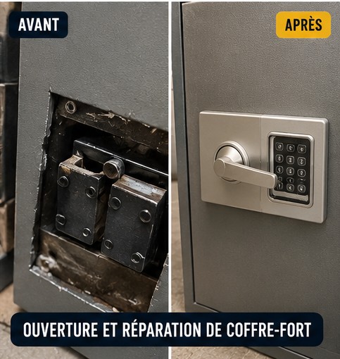 Ouverture et réparation de coffre-fort à Lagny-sur-Marne — serrurier (avant / après)