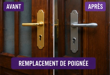 Remplacement de poignée à Montévrain — serrurier (avant / après)