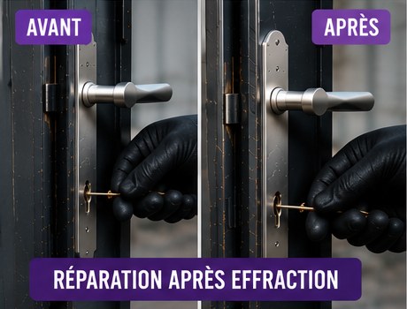 Réparation après effraction à Montévrain — serrurier (avant / après)