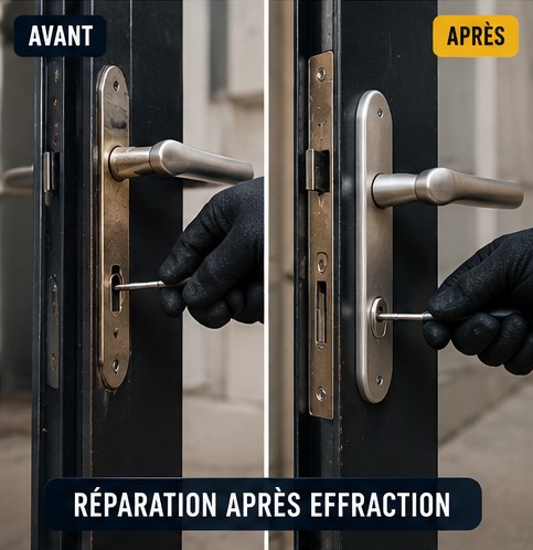 Réparation après effraction à Lagny-sur-Marne — serrurier (avant / après)