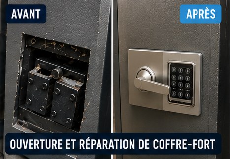 Ouverture et réparation de coffre-fort à Saint-Thibault-des-Vignes — serrurier (avant / après)