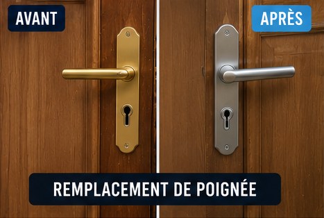 Remplacement de poignée à Saint-Thibault-des-Vignes — serrurier (avant / après)