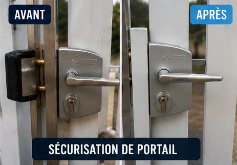 Sécurisation de portail à Saint-Thibault-des-Vignes — serrurier (avant / après)