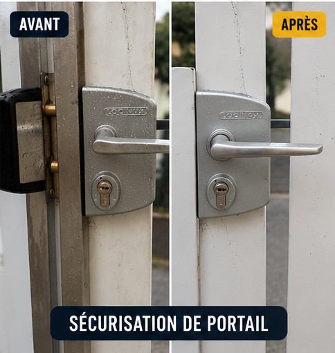 Sécurisation de portail à Lagny-sur-Marne — serrurier (avant / après)